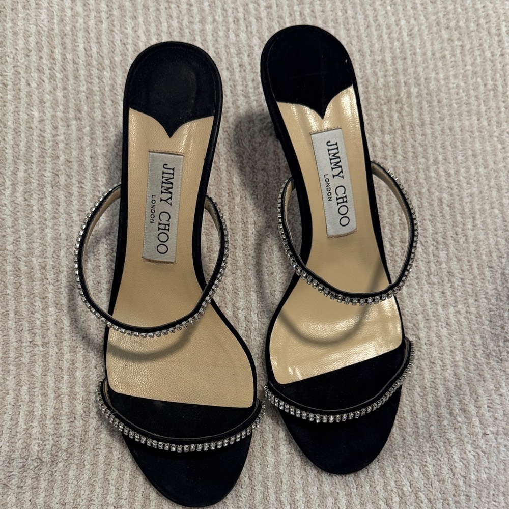 Jimmy Choo Black Brea 65 crystal sandals